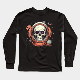 Skull Astronaut With Planets Long Sleeve T-Shirt